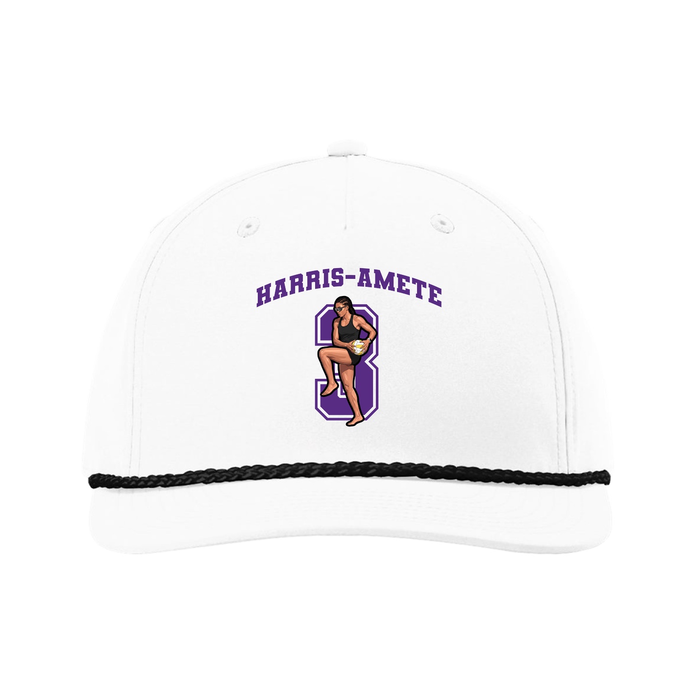 Five-Panel Classic Rope Cap — Number in White