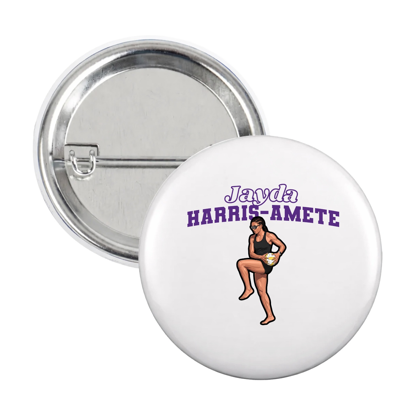 Game Day Button — Name Arch in White