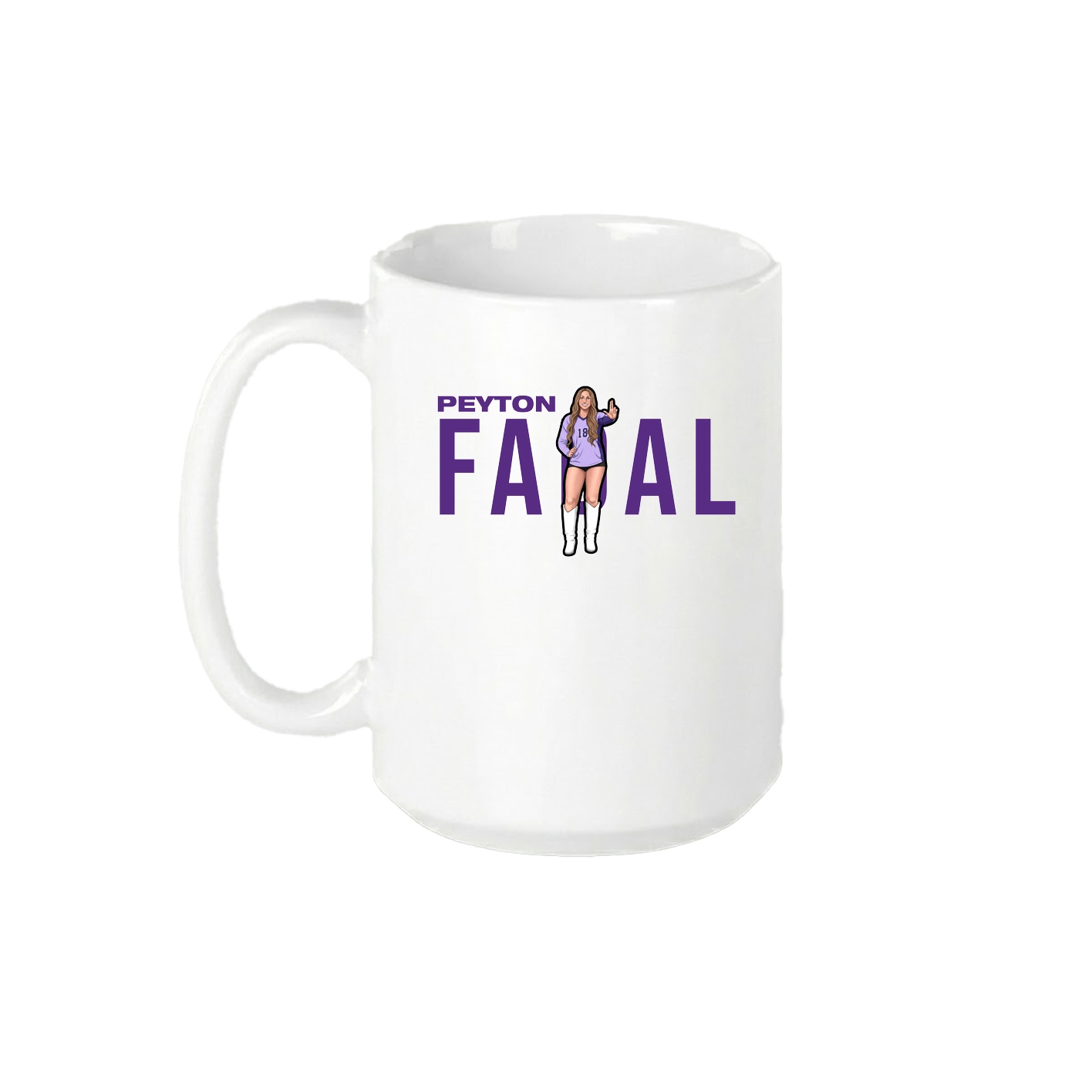 15oz Coffee Mug — Player Name in White
