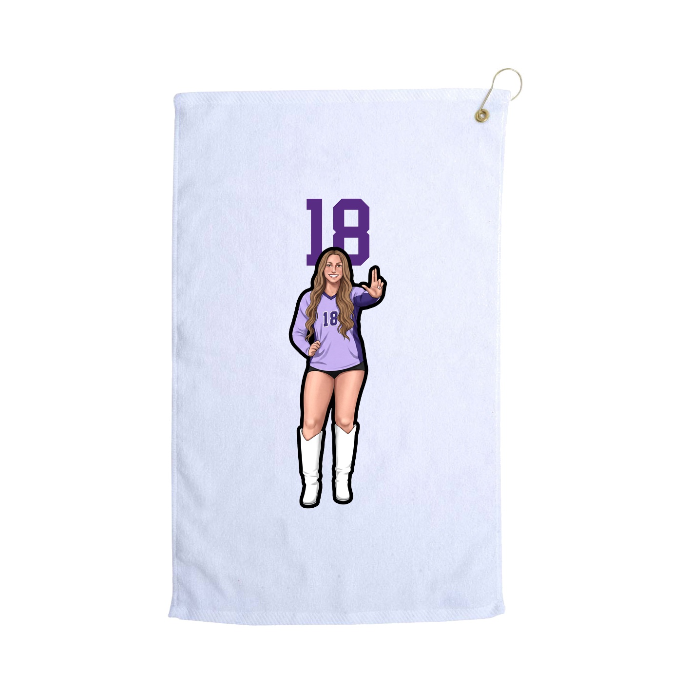 Golf Towel — Number Top in White