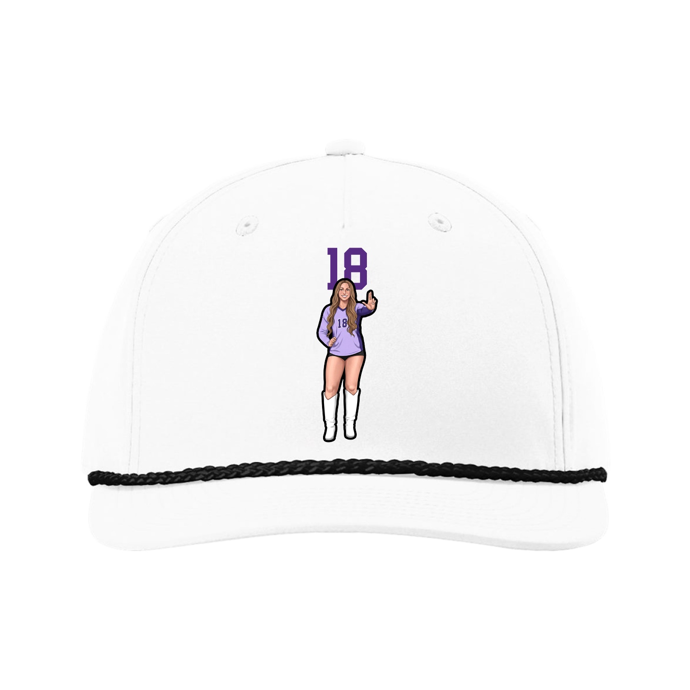 Five-Panel Classic Rope Cap — Number Top in White