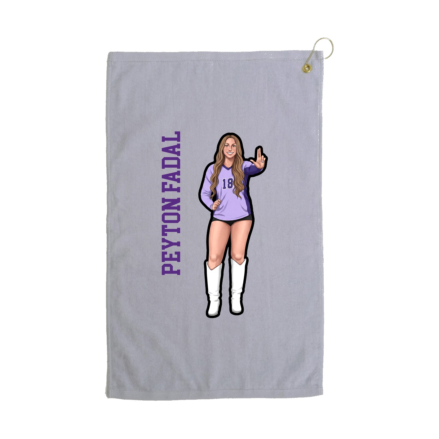 Golf Towel — Name Vertical in Grey