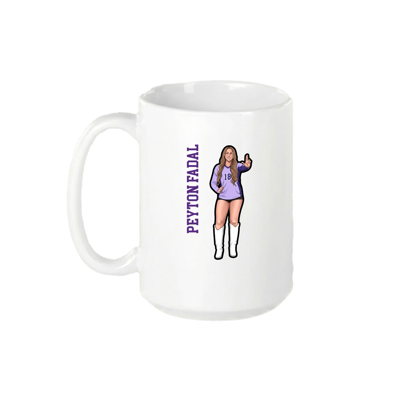 15oz Coffee Mug — Name Vertical in White