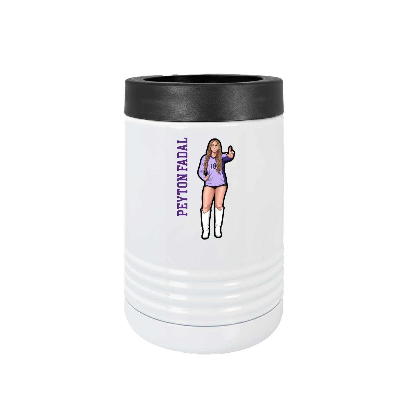 Beverage Holder — Name Vertical in White