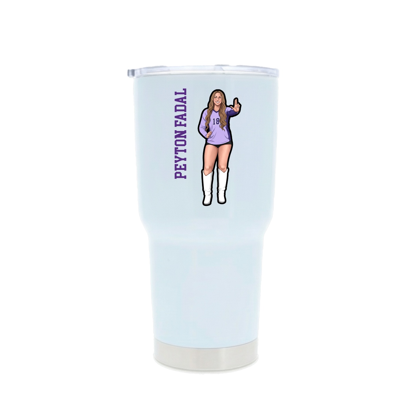30oz Stainless Steel Tumbler — Name Vertical in White