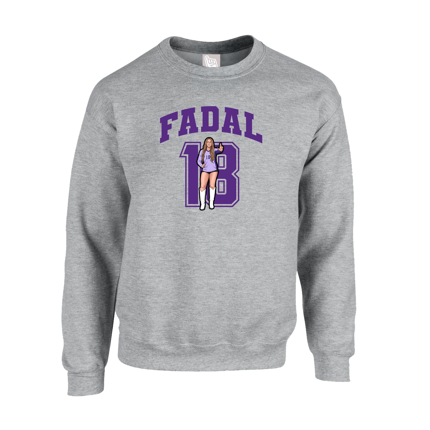 Fleece Crew — Number in Grey