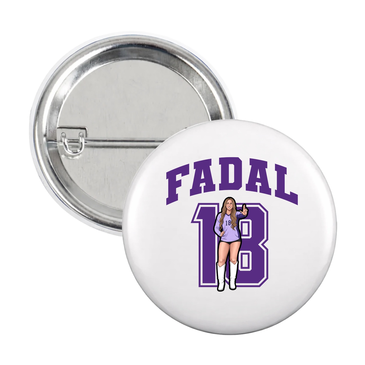 Game Day Button — Number in White