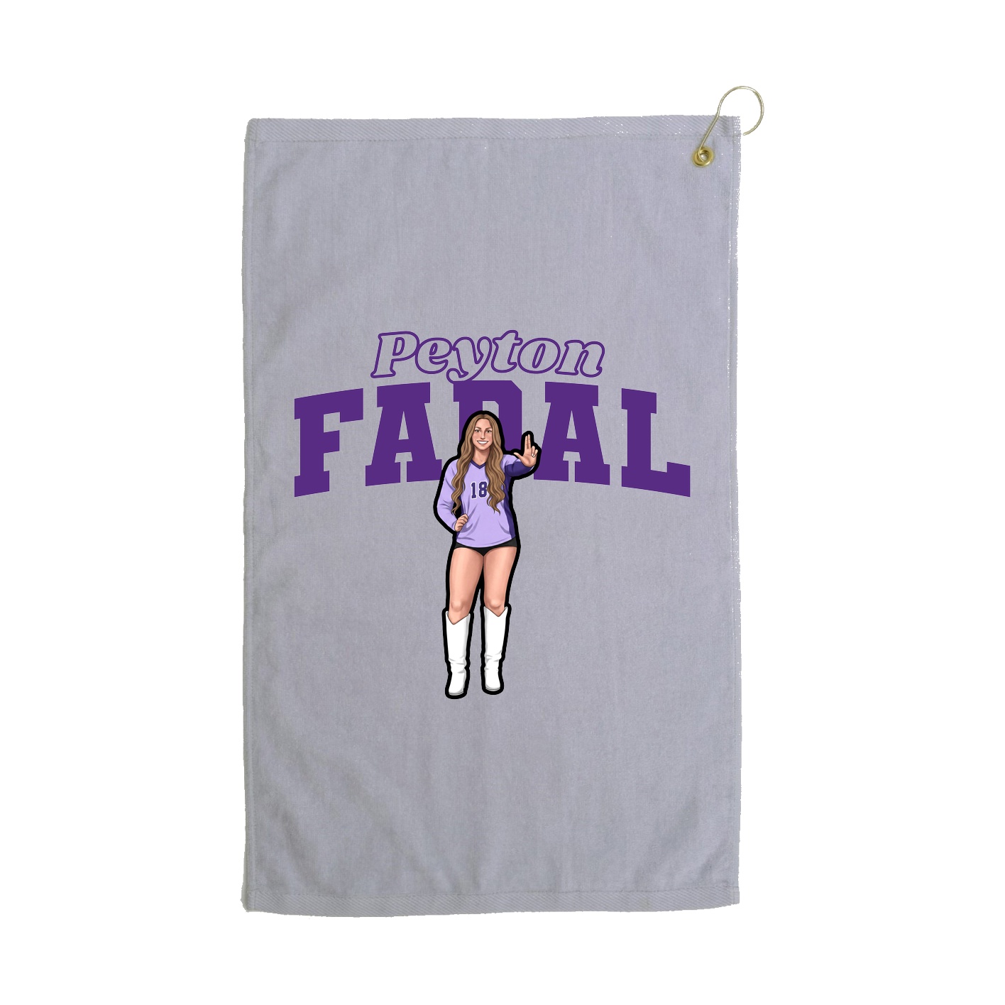 Golf Towel — Name Arch in Grey