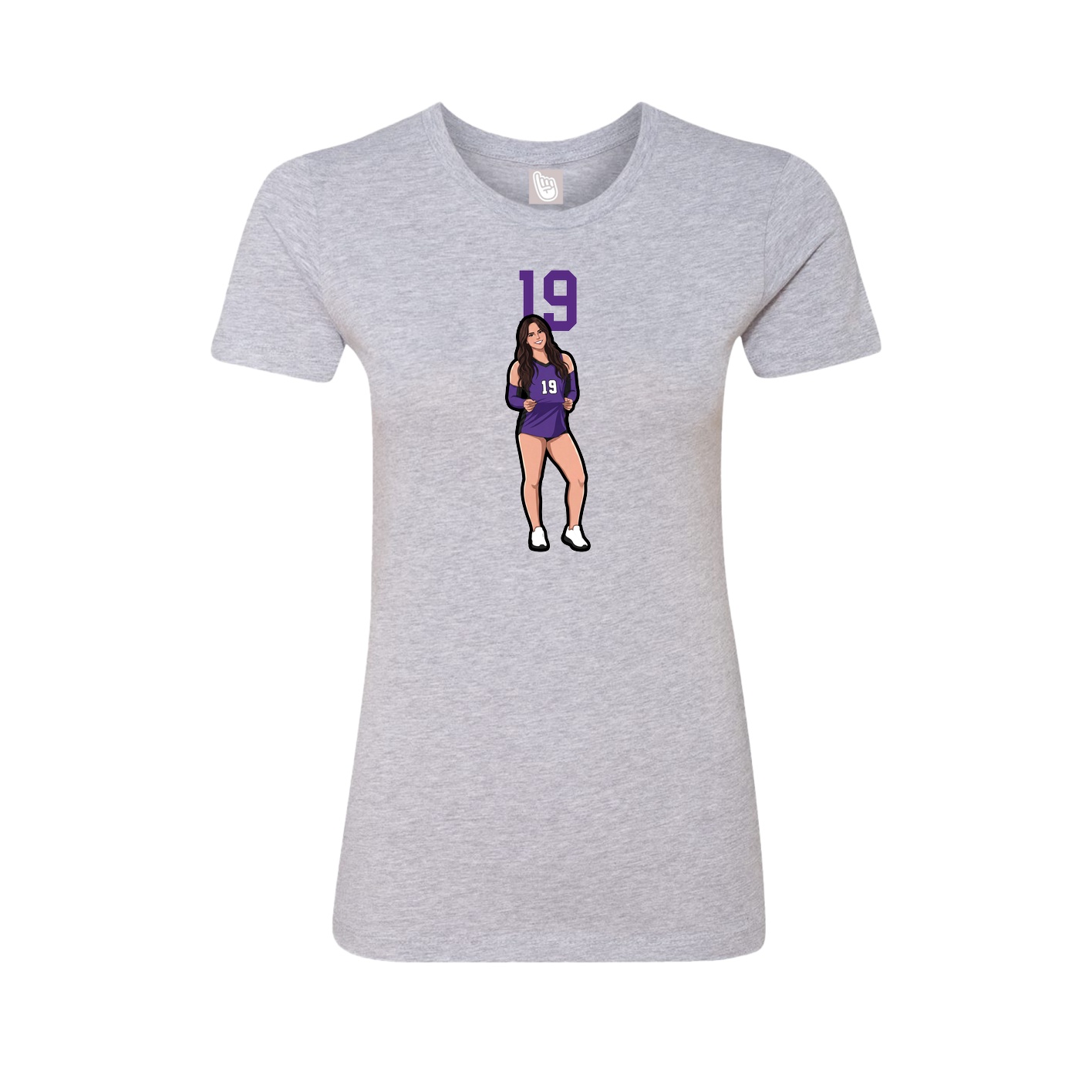 Fitted Women's Tee — Number Top in Grey