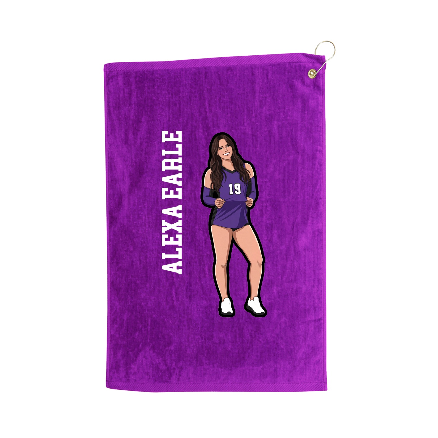 Golf Towel — Name Vertical in Purple