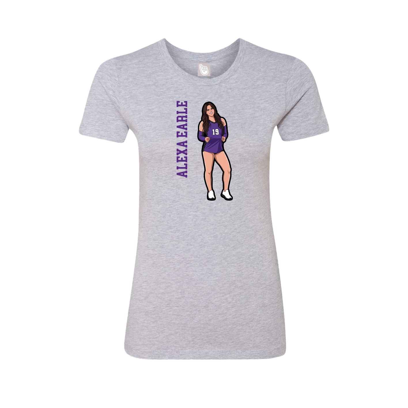 Fitted Women's Tee — Name Vertical in Grey