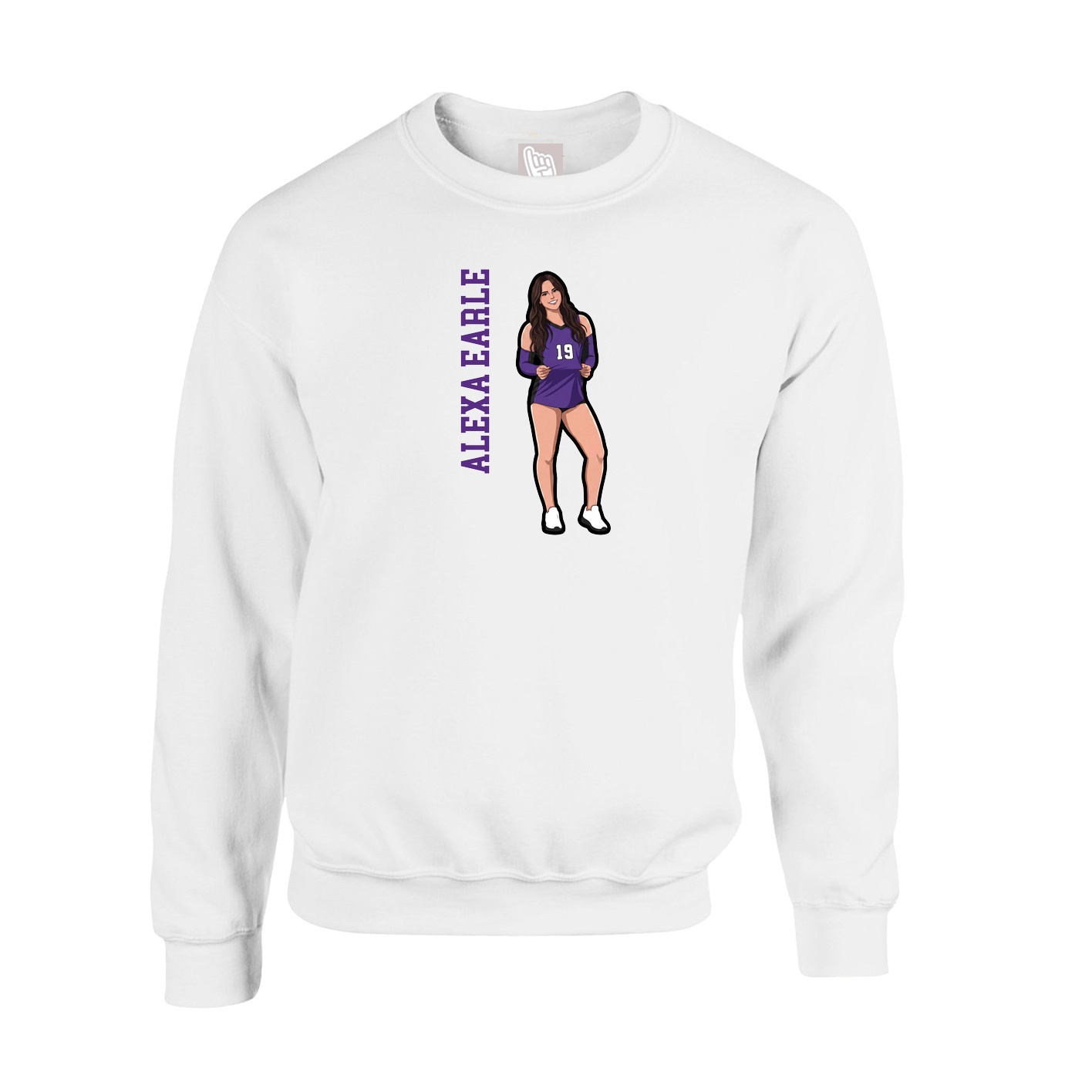Fleece Crew — Name Vertical in White