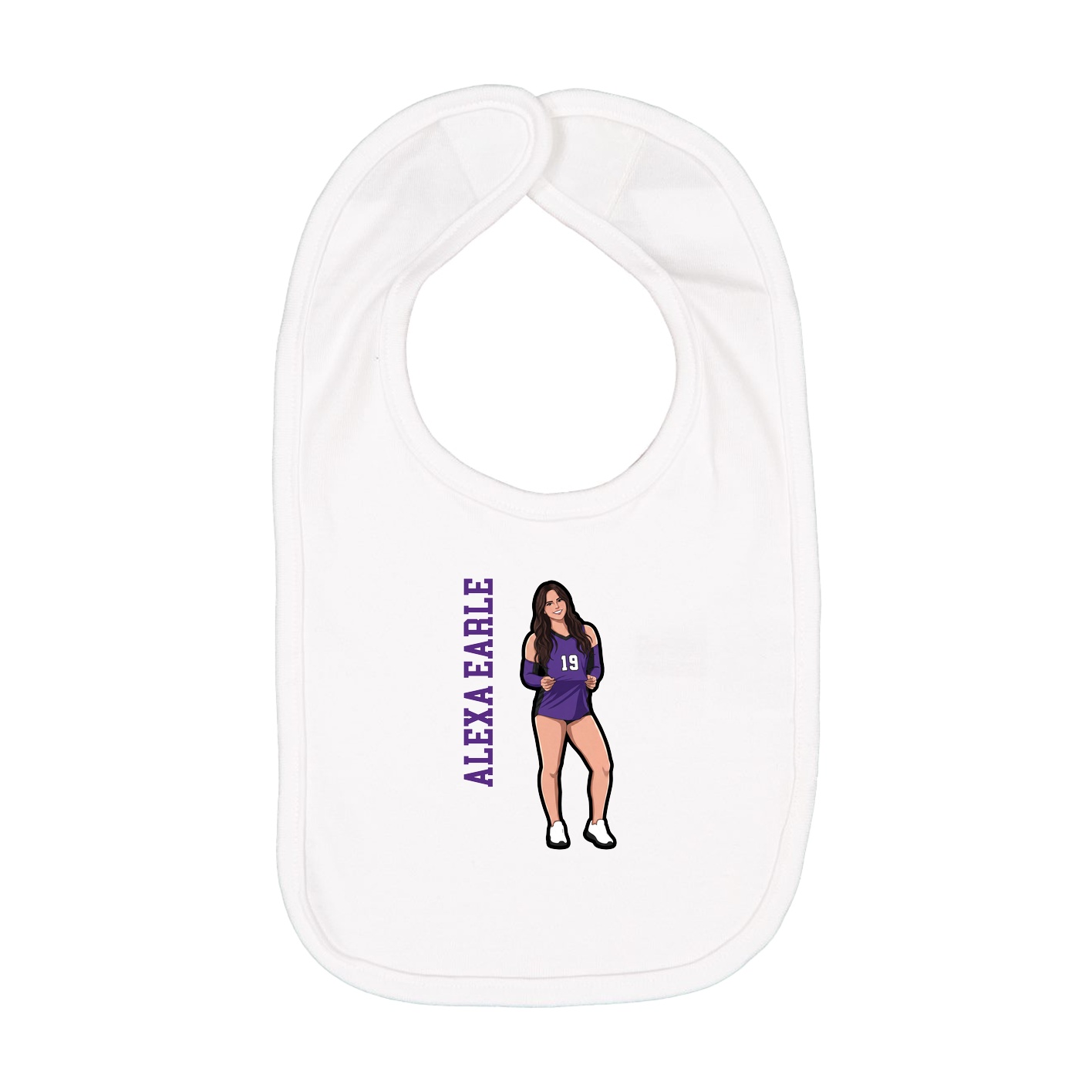 Infant Bib — Name Vertical in White
