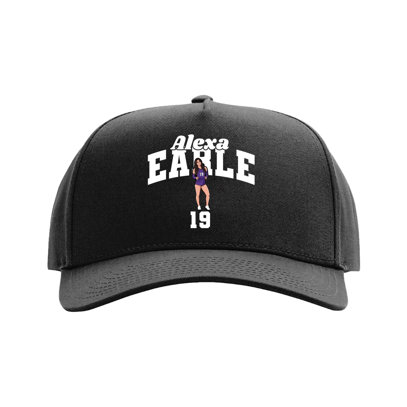 Full Fabric Five-Panel Champ Cap — Signature Arch in Black