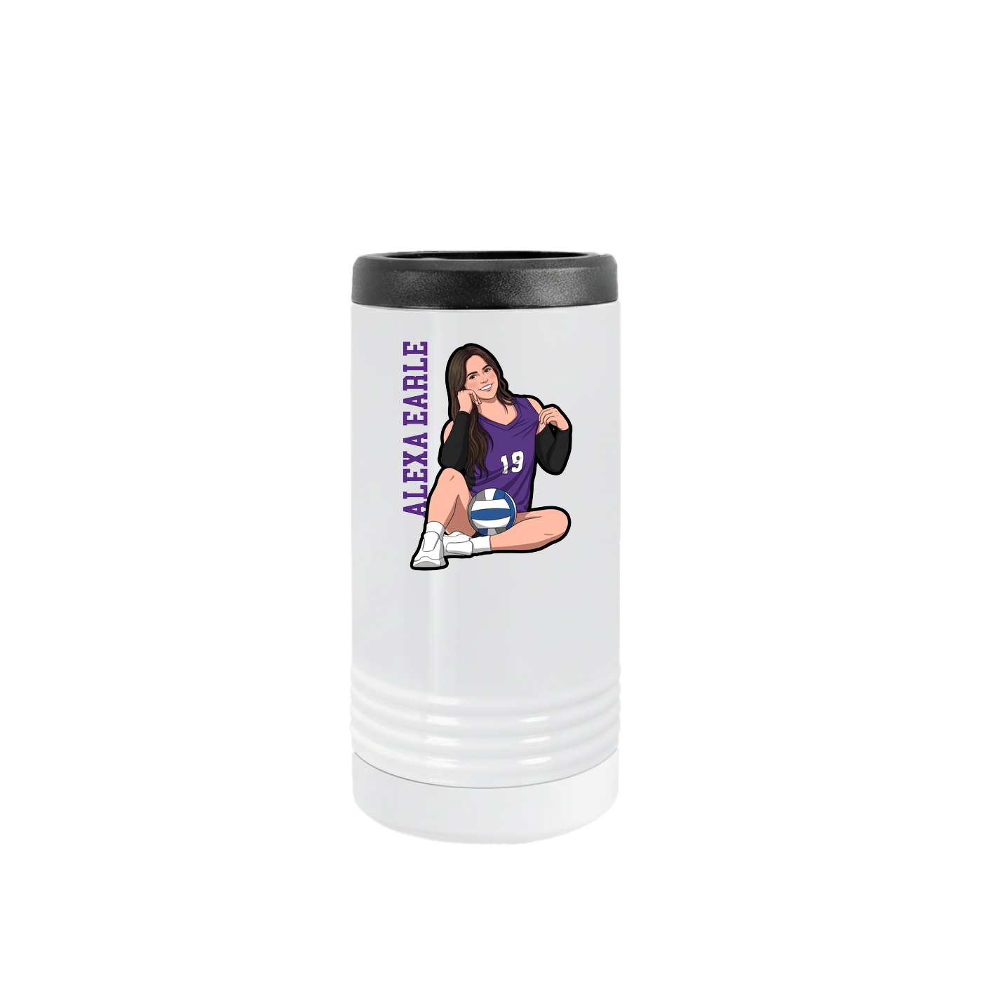 Slim Beverage Holder — Name Vertical in White