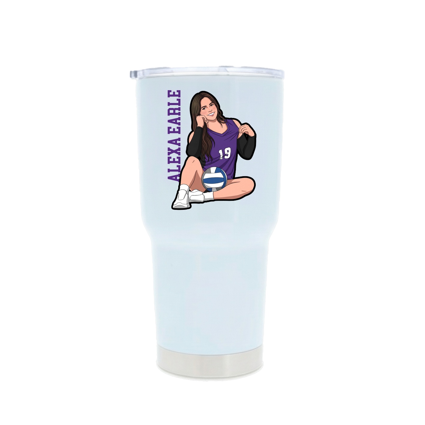 30oz Stainless Steel Tumbler — Name Vertical in White