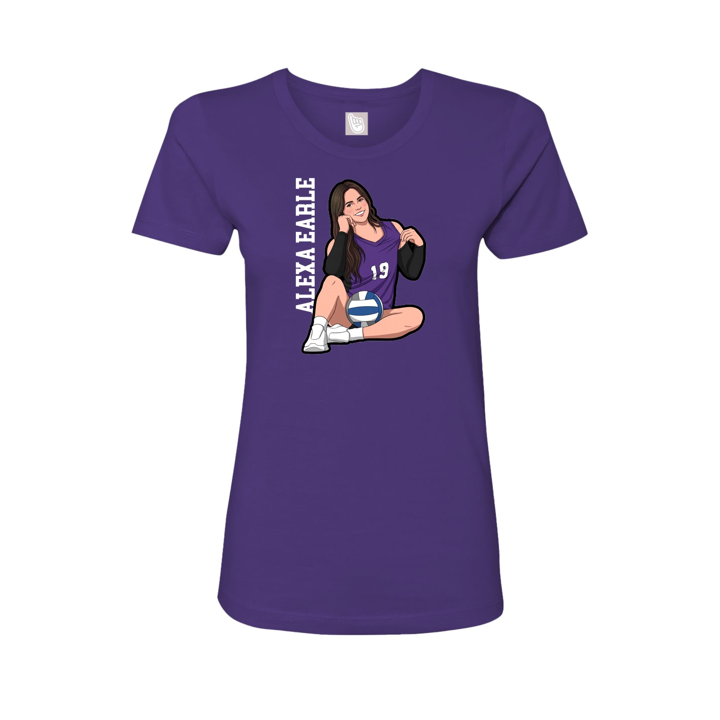Fitted Women's Tee — Name Vertical in Purple