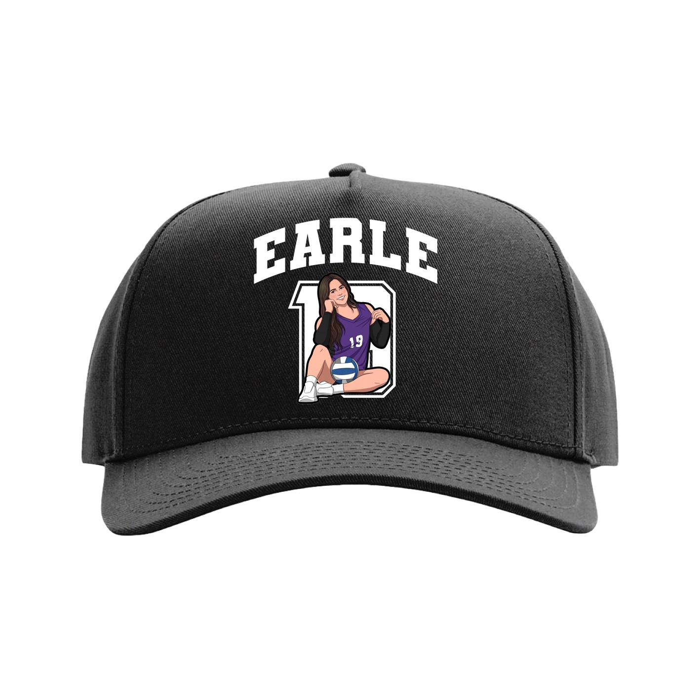 Full Fabric Five-Panel Champ Cap — Number in Black