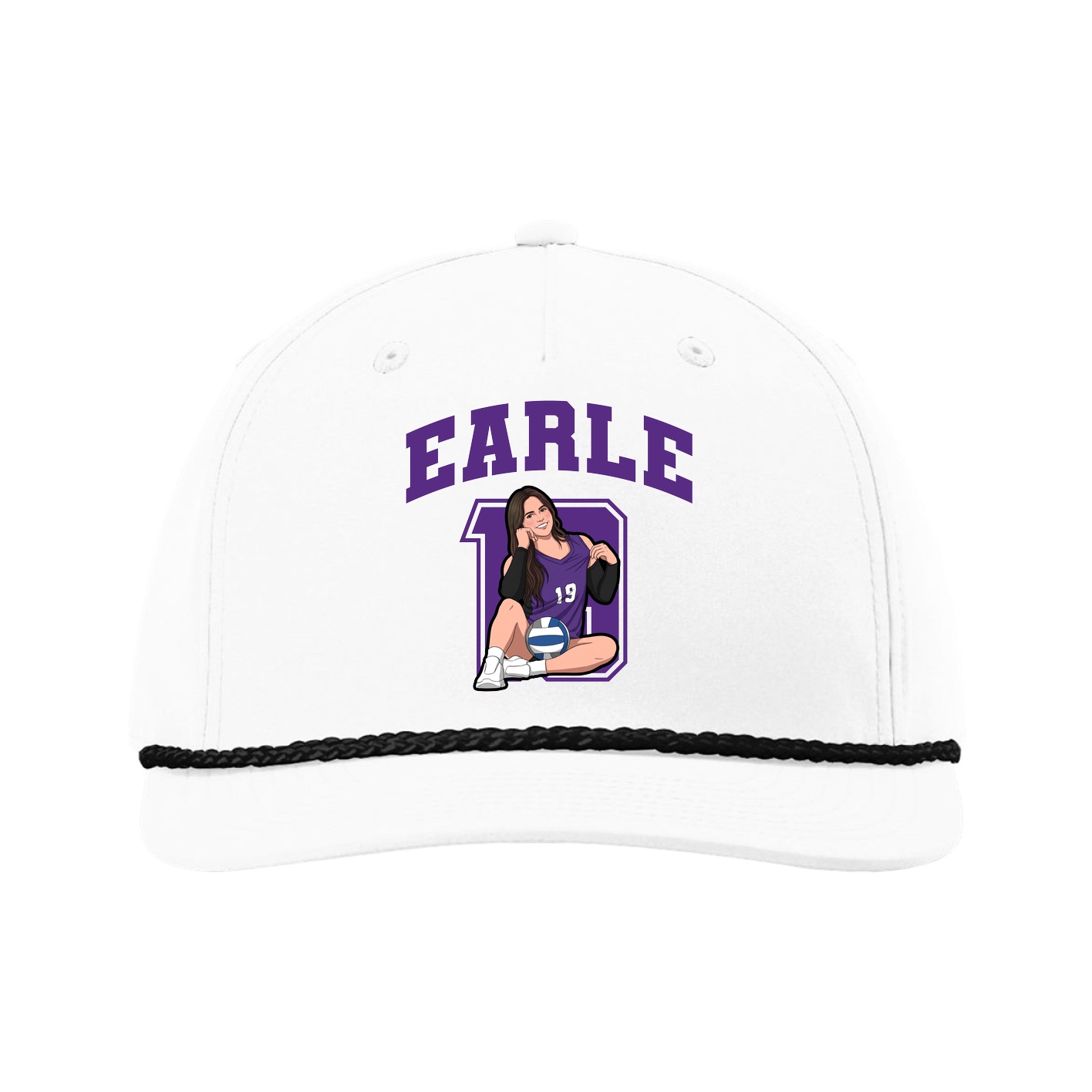 Five-Panel Classic Rope Cap — Number in White