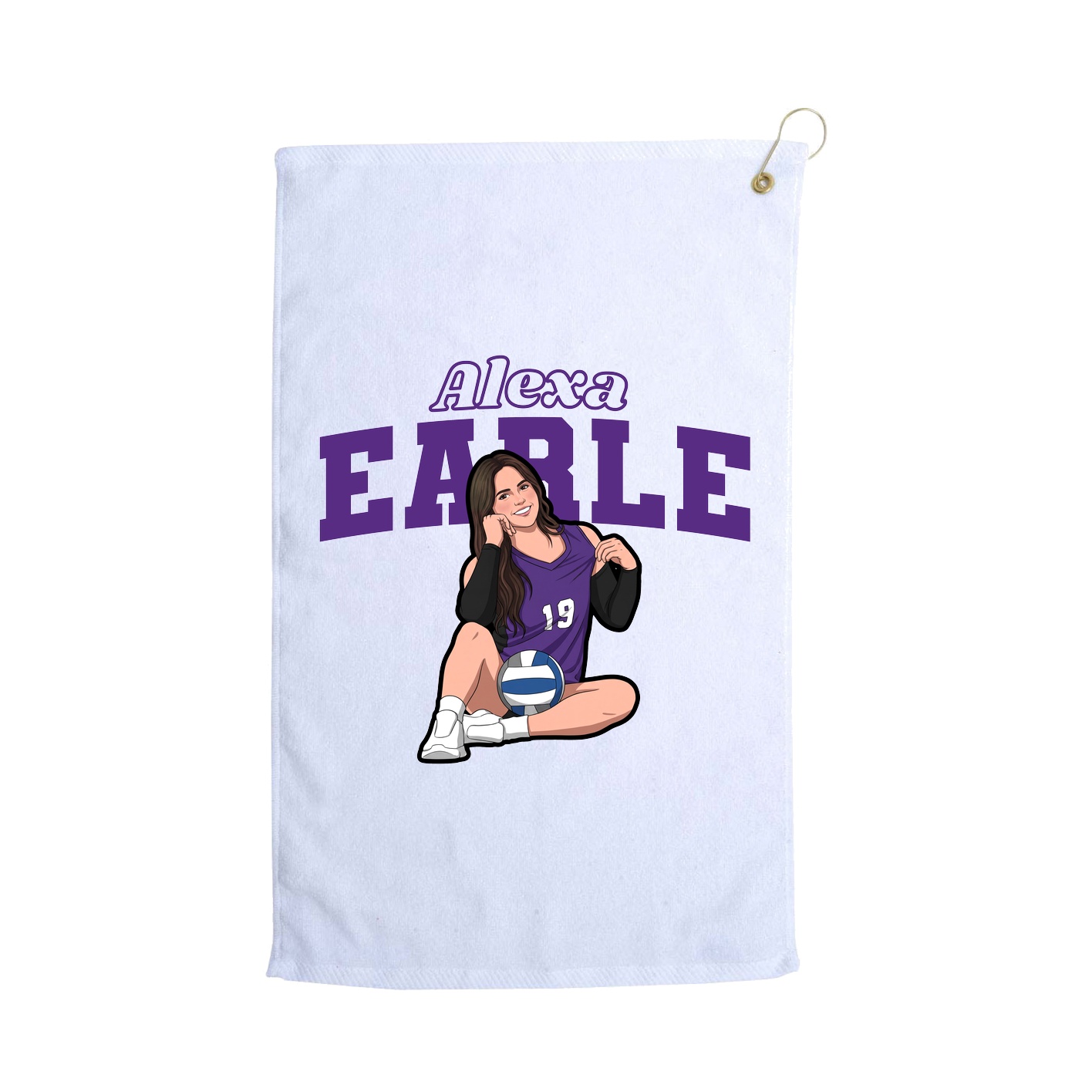 Golf Towel — Name Arch in White