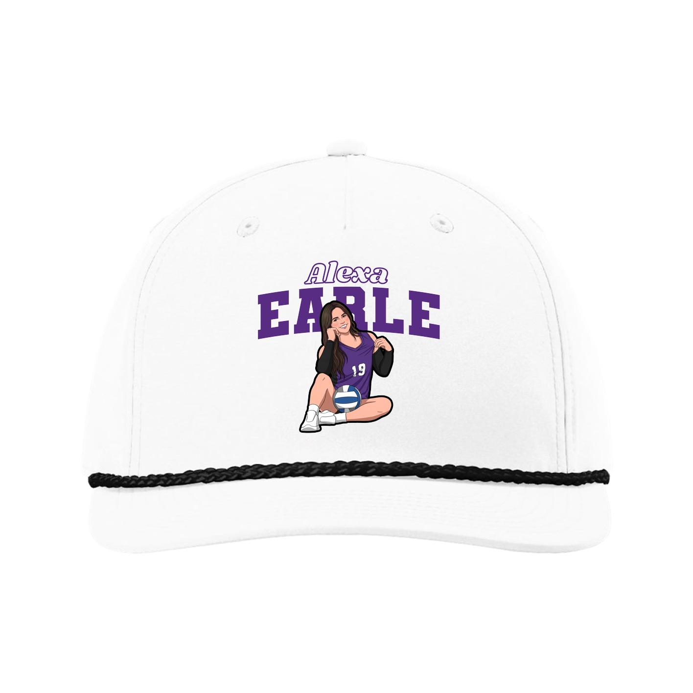 Five-Panel Classic Rope Cap — Name Arch in White