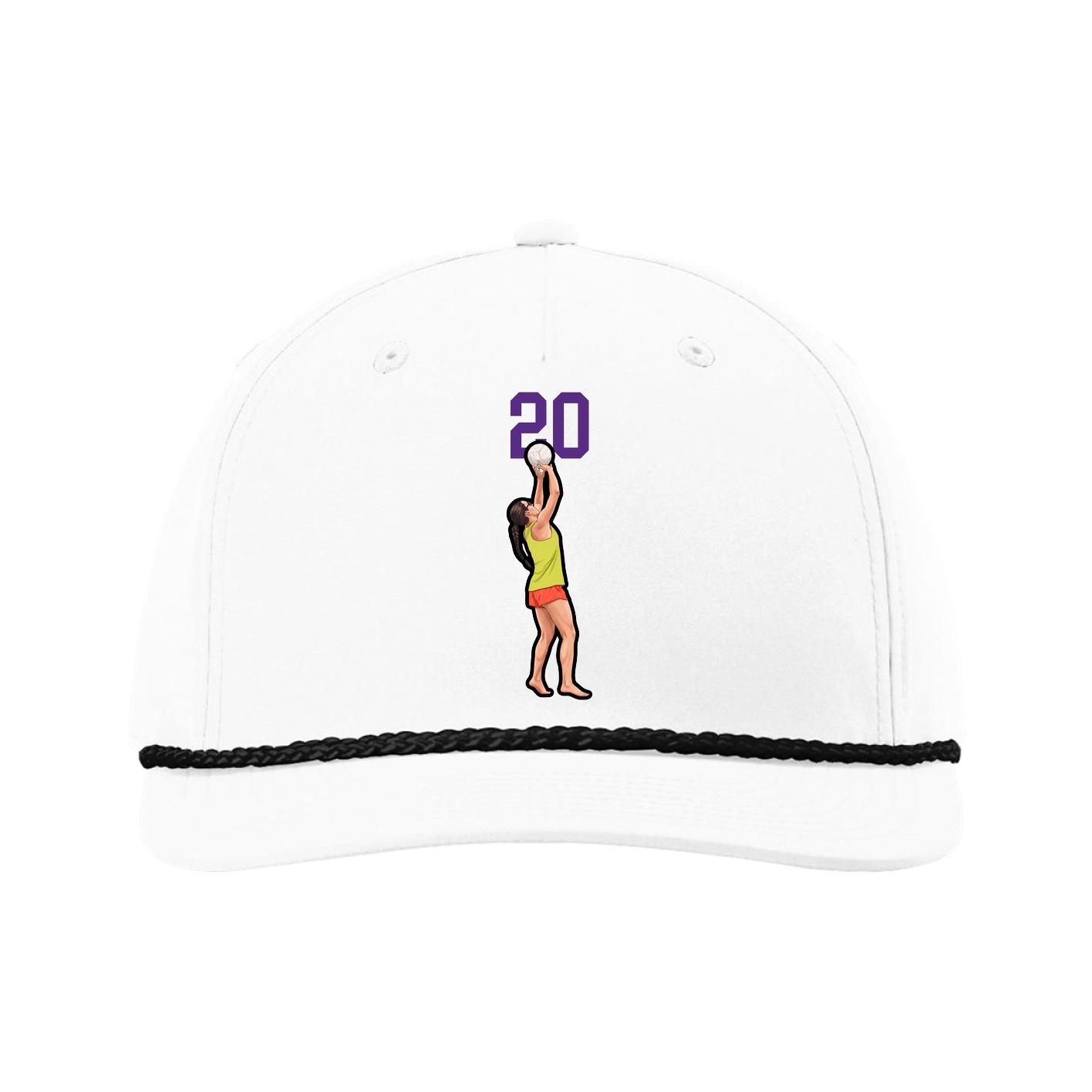 Five-Panel Classic Rope Cap — Number Top in White
