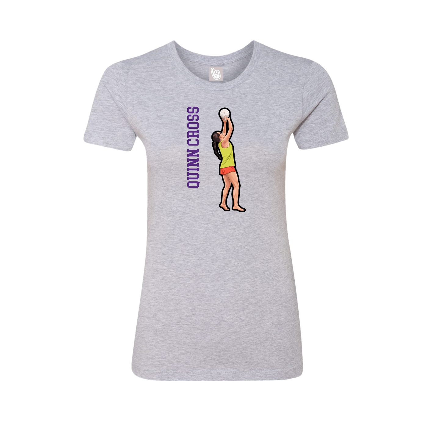 Fitted Women's Tee — Name Vertical in Grey