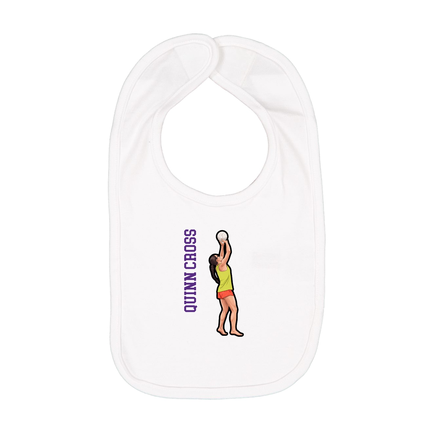 Infant Bib — Name Vertical in White