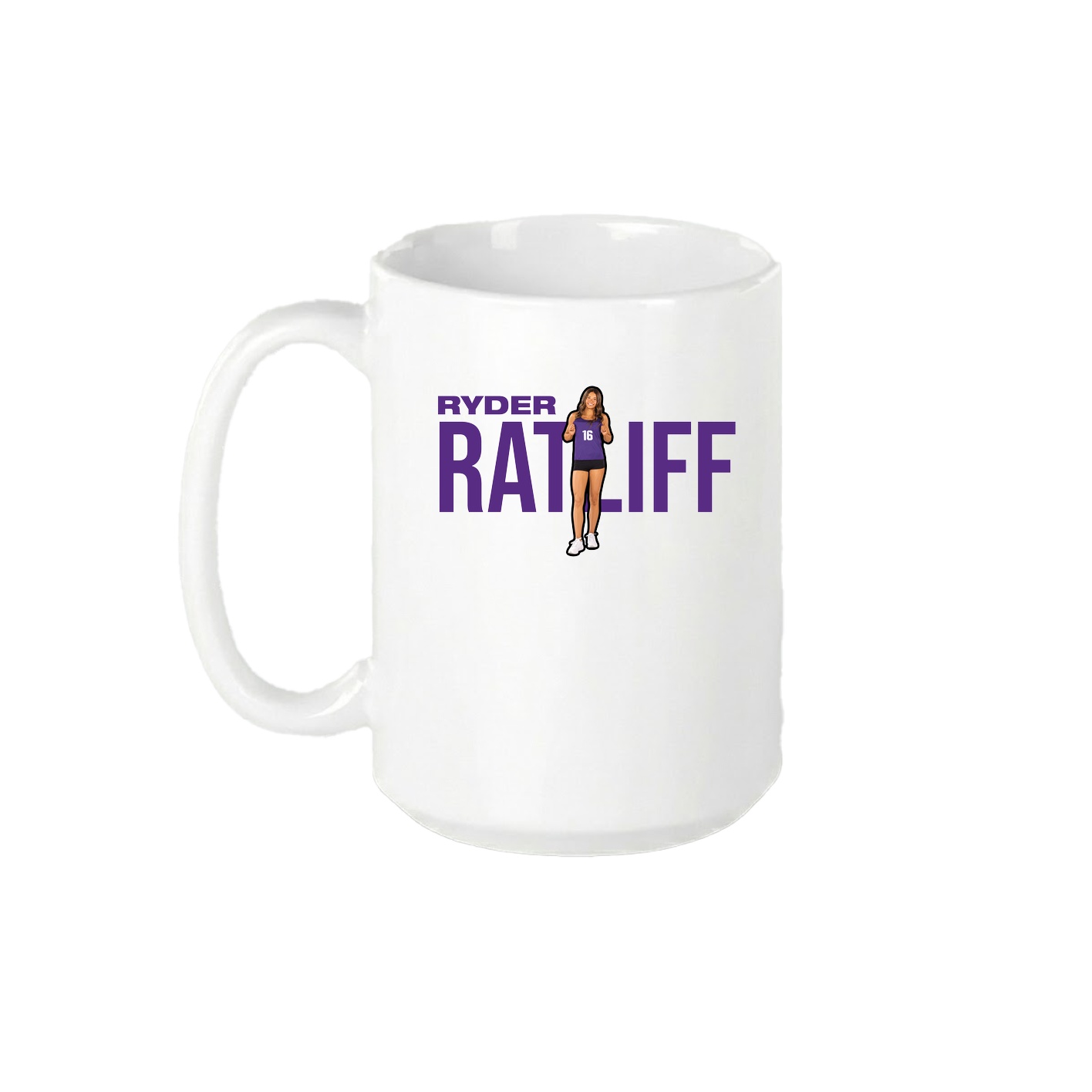 15oz Coffee Mug — Player Name in White