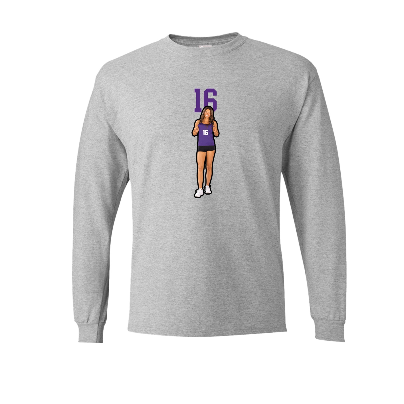 Long Sleeve Tee — Number Top in Grey