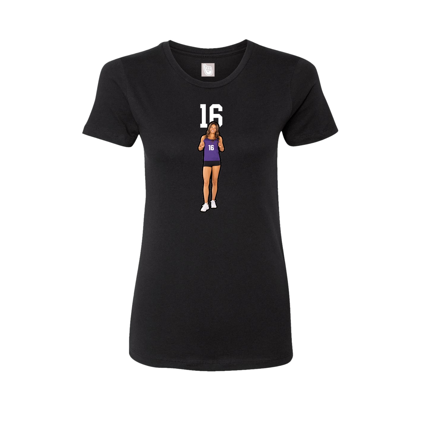 Fitted Women's Tee — Number Top in Black