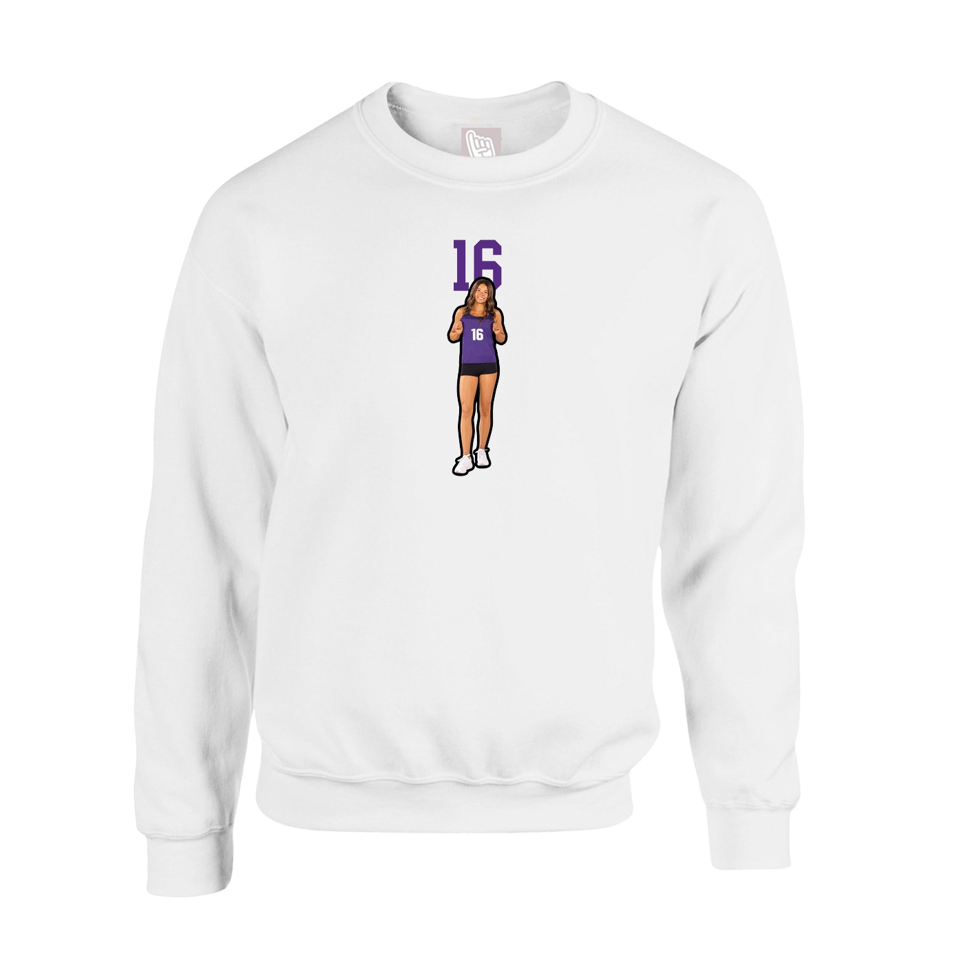 Fleece Crew — Number Top in White