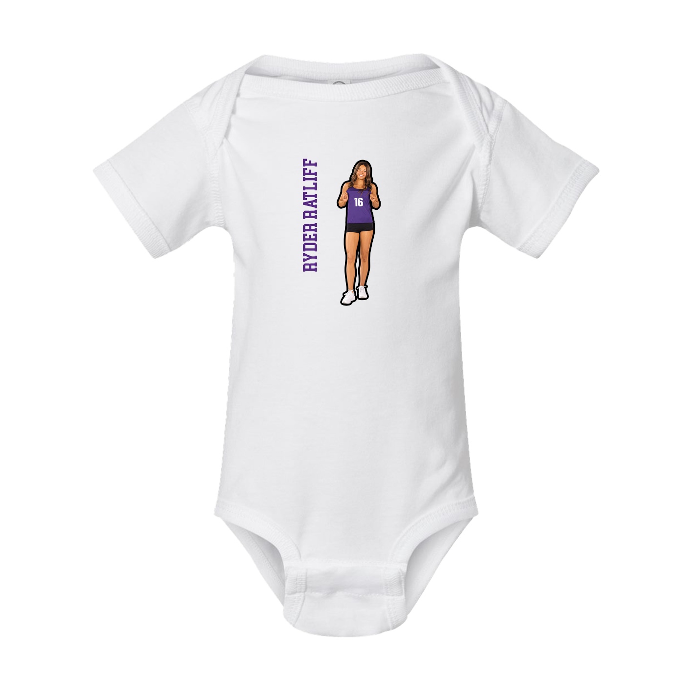 Baby Onesie — Name Vertical in White