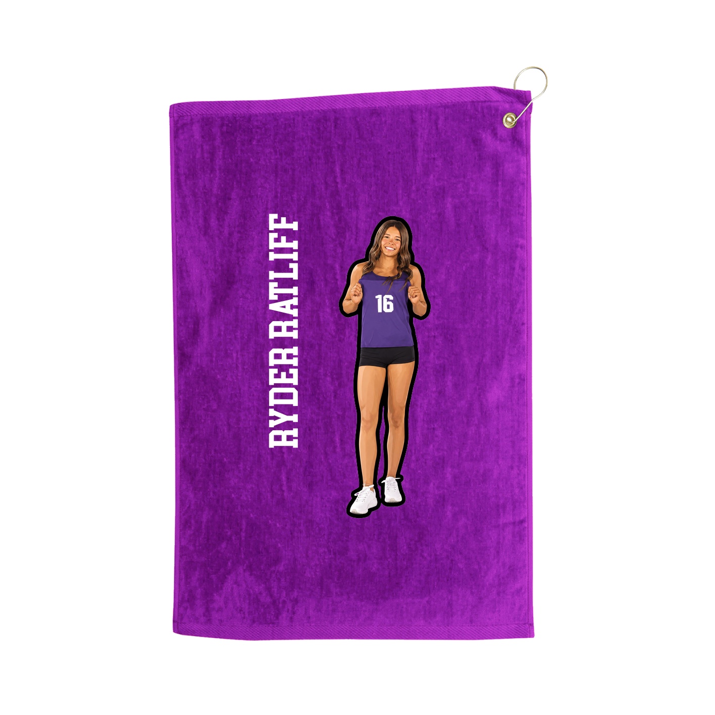 Golf Towel — Name Vertical in Purple