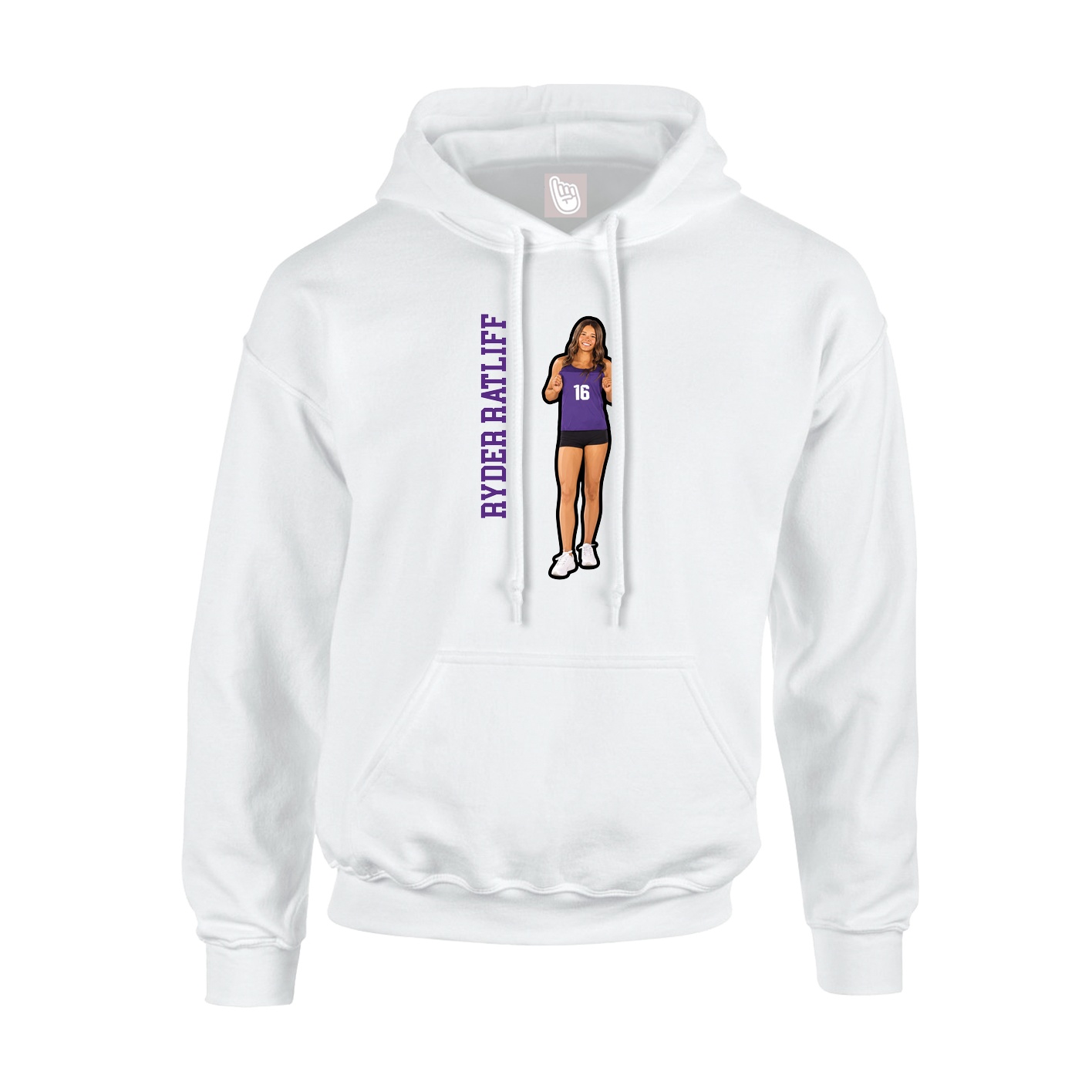 Youth Hoodie — Name Vertical in White