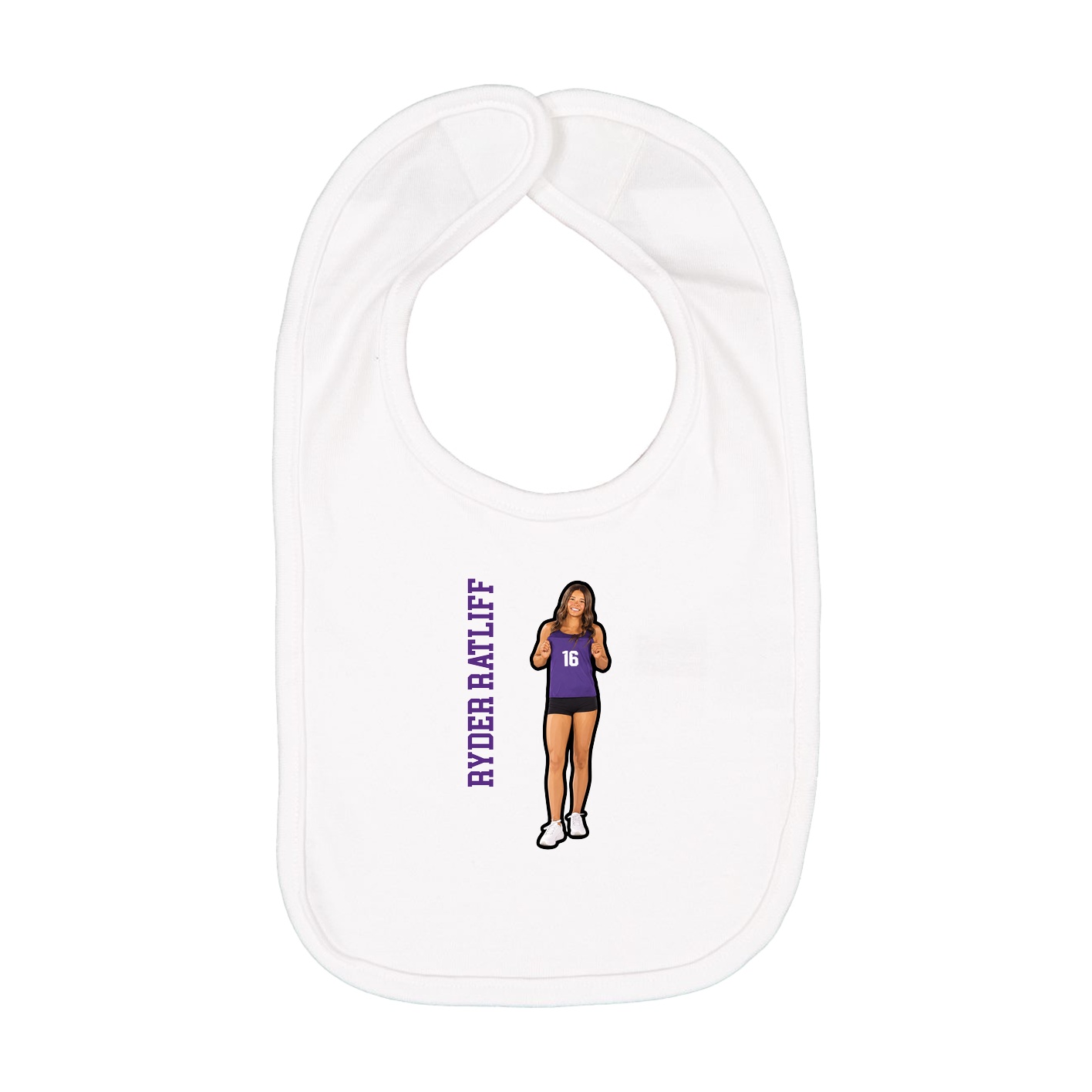 Infant Bib — Name Vertical in White