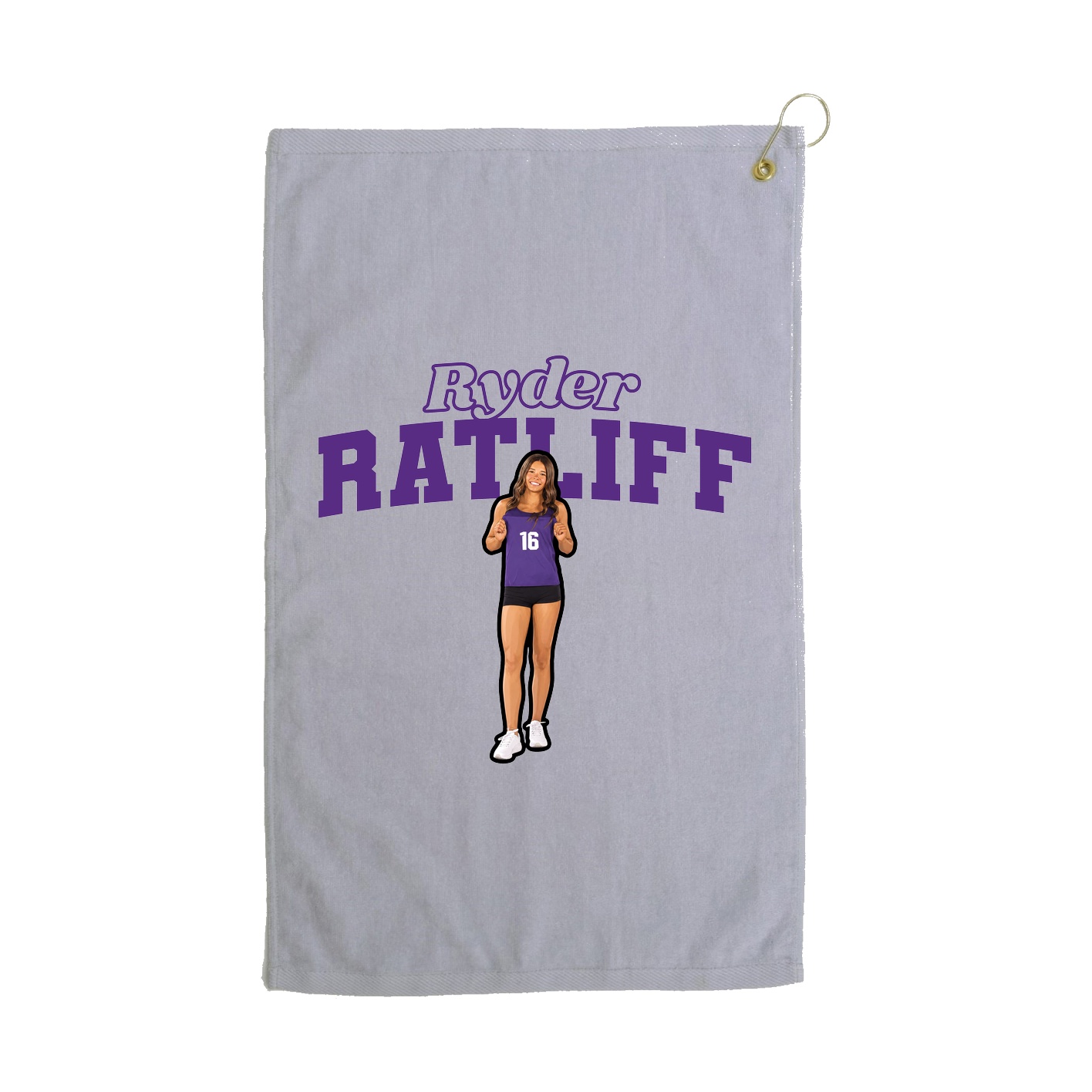 Golf Towel — Name Arch in Grey