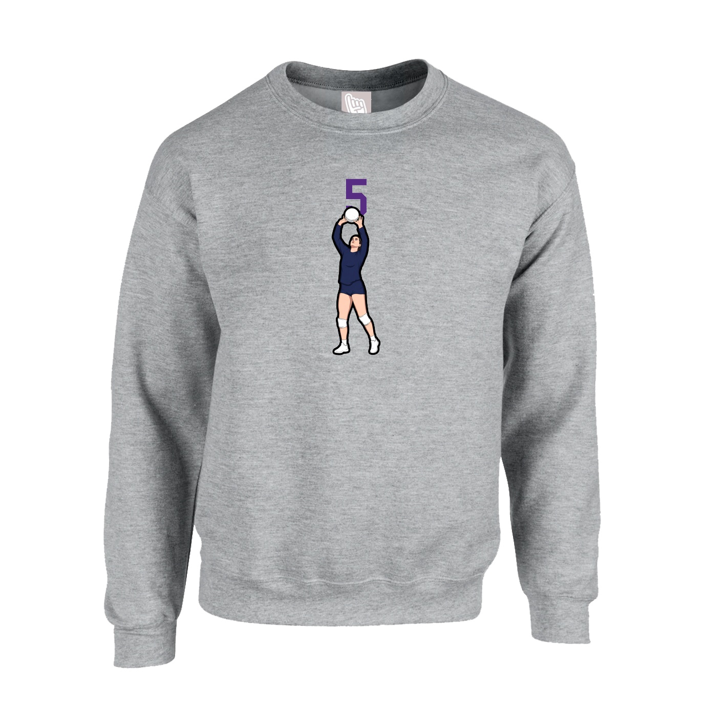 Fleece Crew — Number Top in Grey
