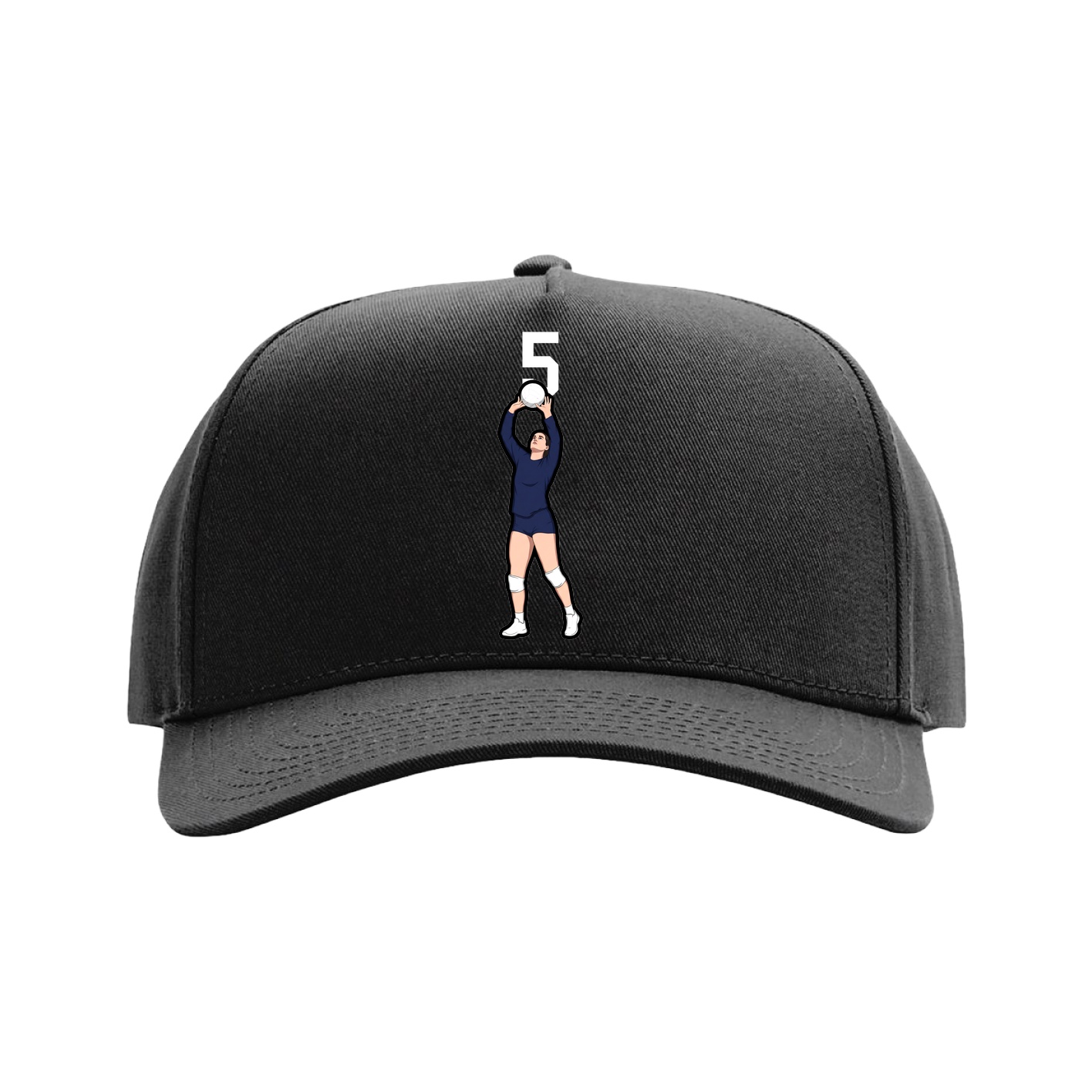 Full Fabric Five-Panel Champ Cap — Number Top in Black