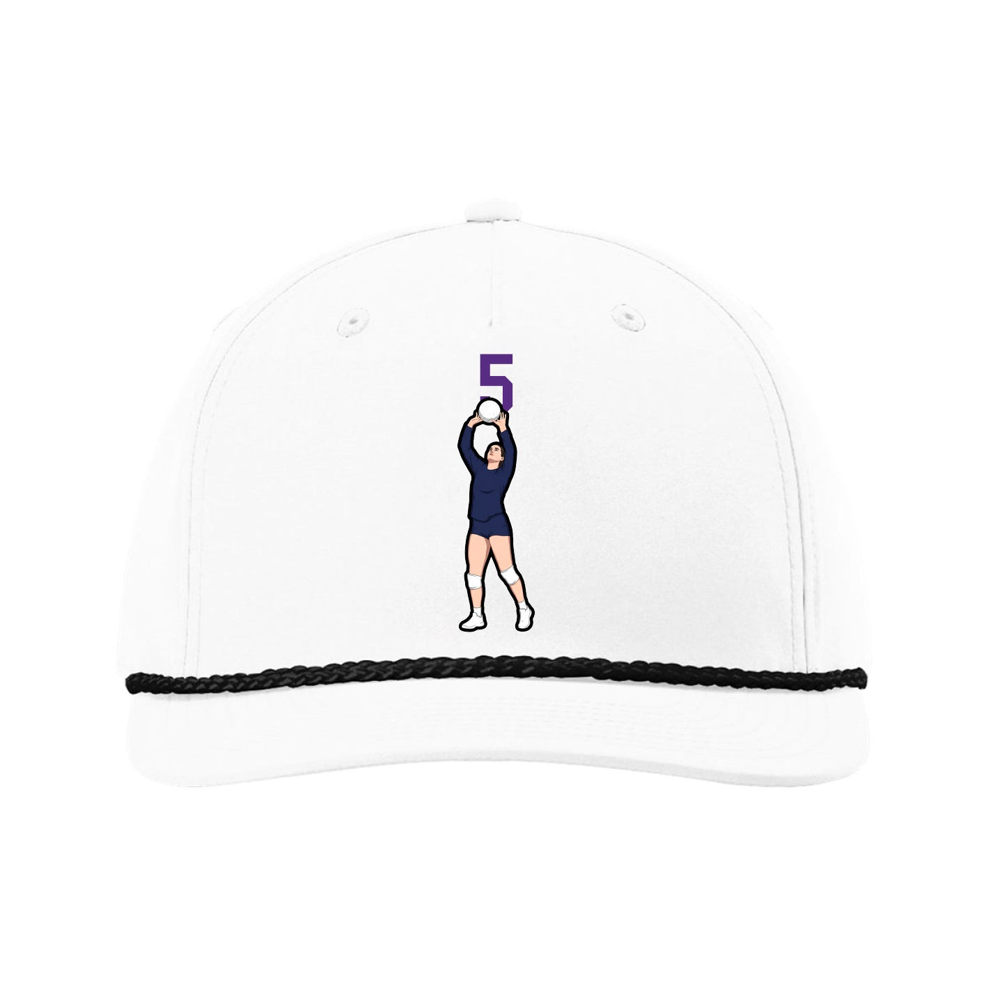 Five-Panel Classic Rope Cap — Number Top in White