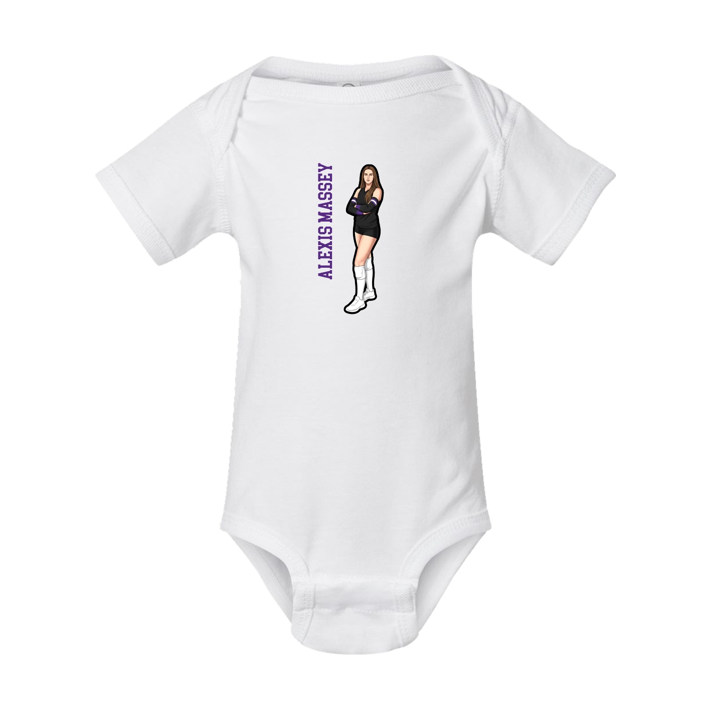 Baby Onesie — Name Vertical in White