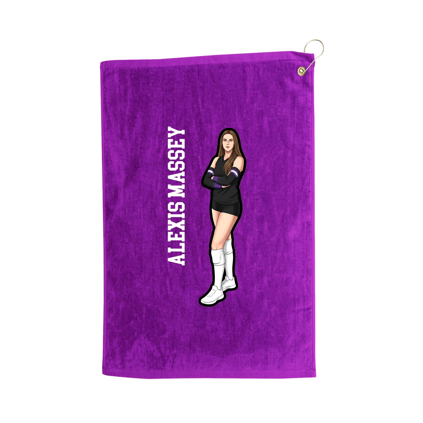 Golf Towel — Name Vertical in Purple