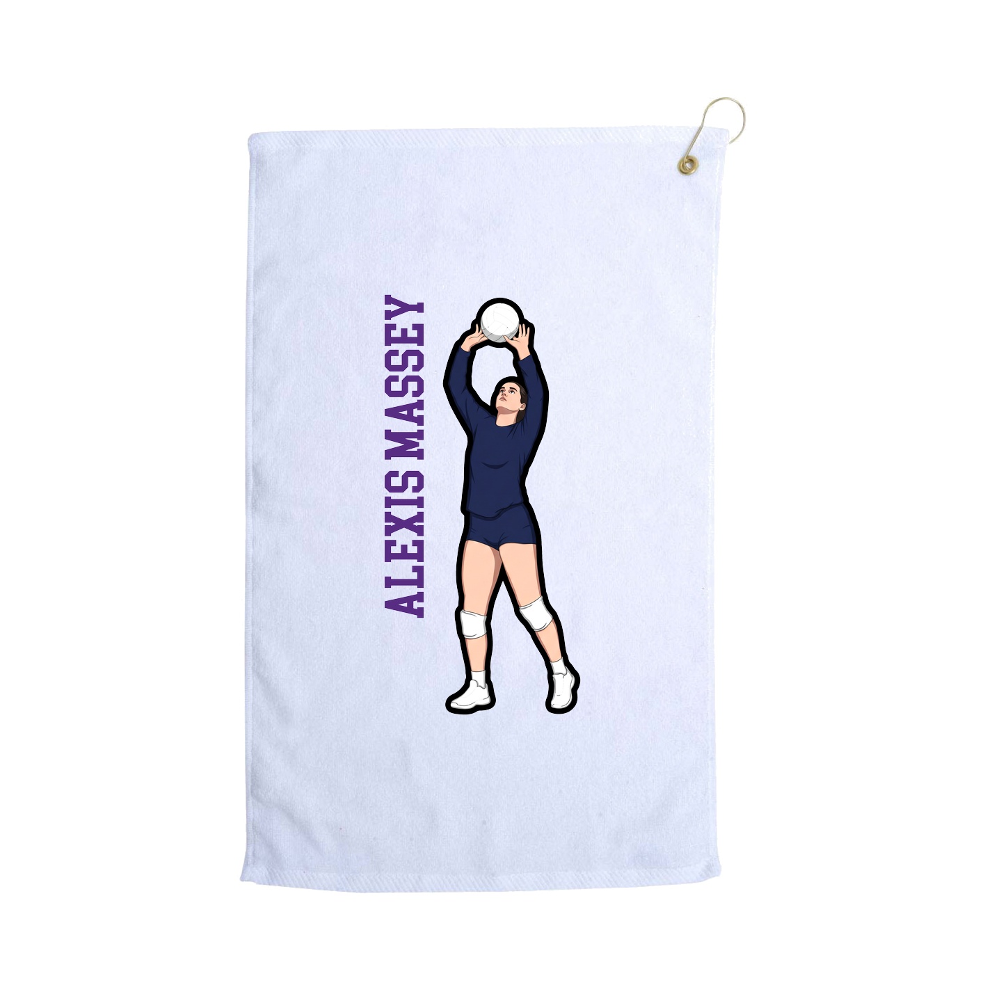 Golf Towel — Name Vertical in White