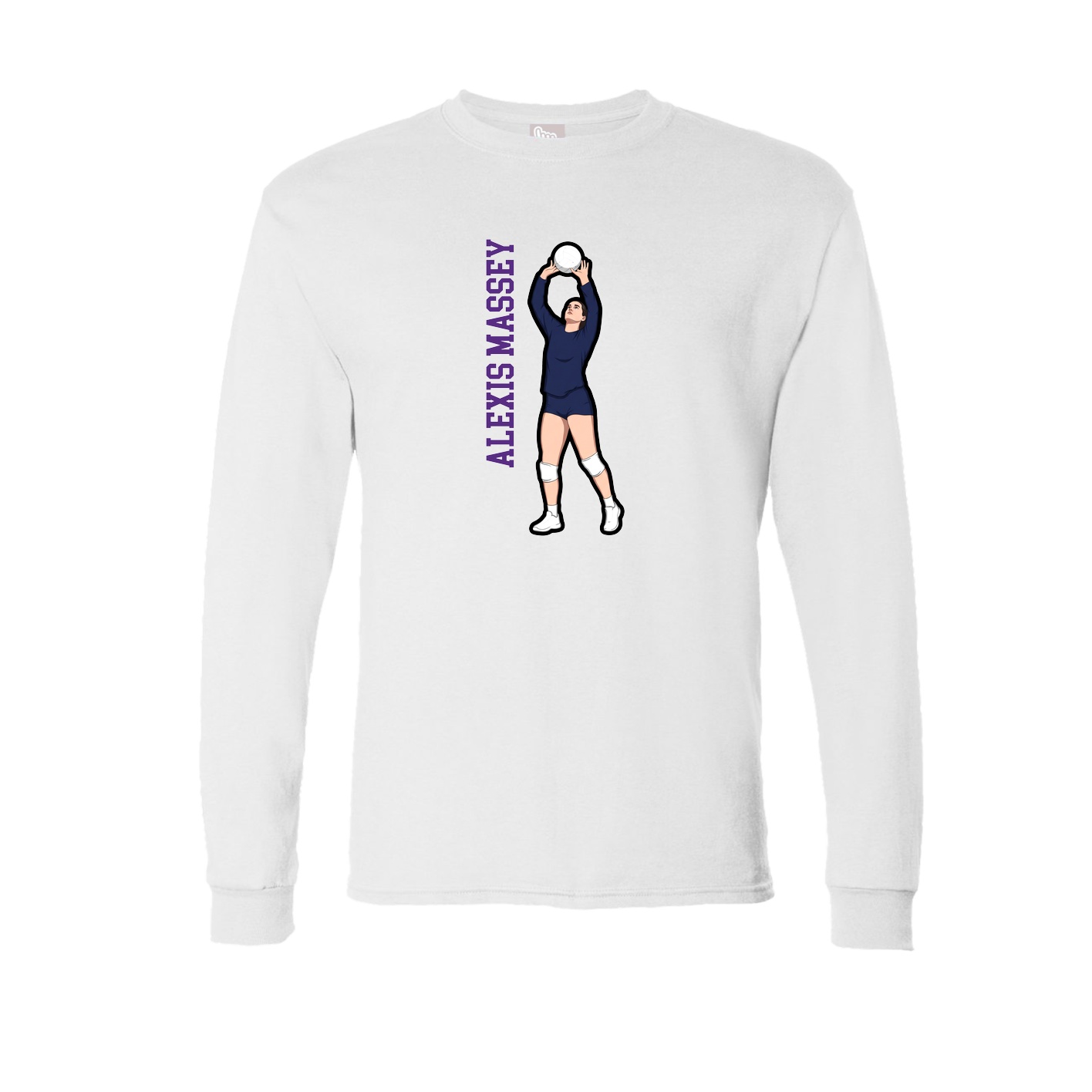 Long Sleeve Tee — Name Vertical in White