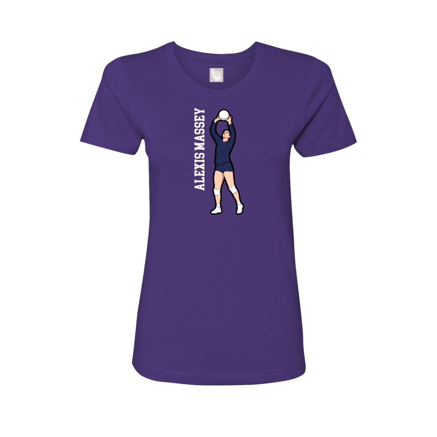 Fitted Women's Tee — Name Vertical in Purple