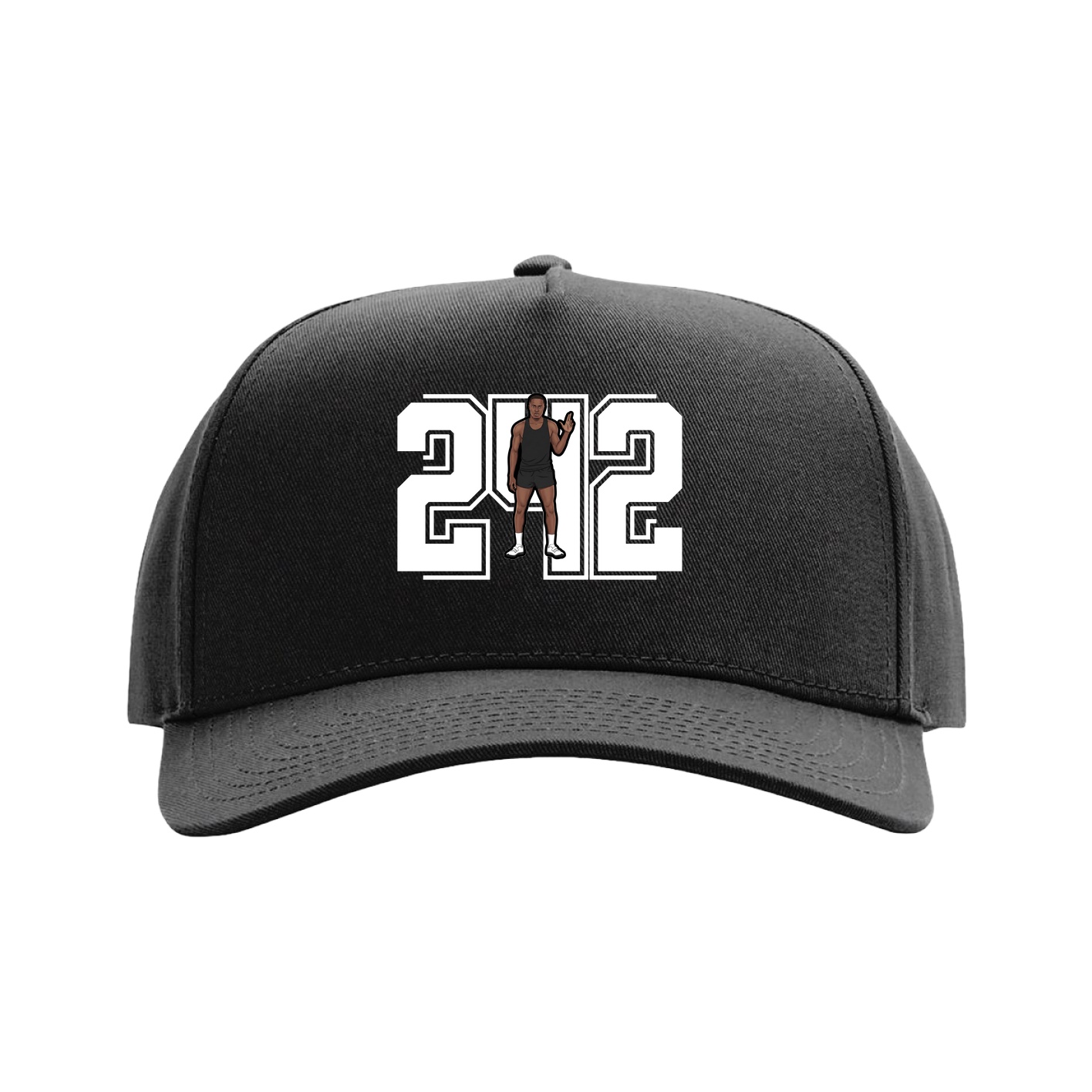 Full Fabric Five-Panel Champ Cap — Number in Black