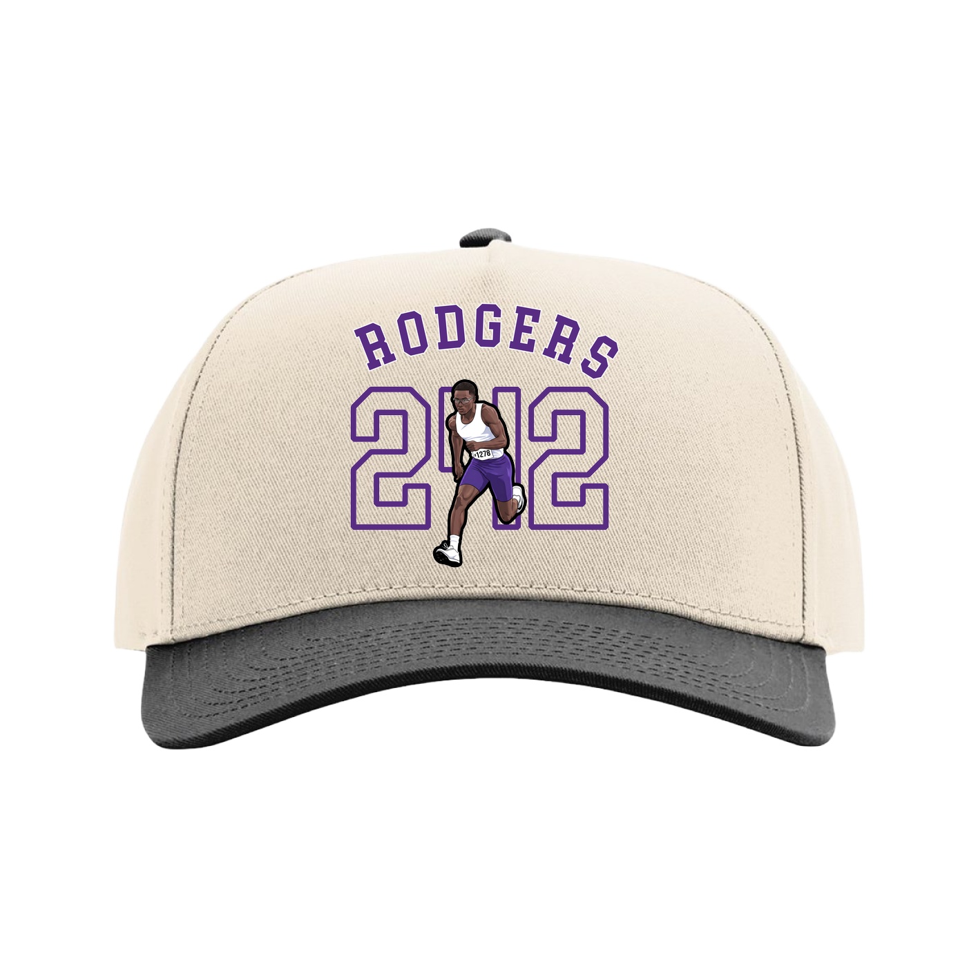 Full Fabric Five-Panel Champ Cap — Shirsey Arch in Cream/Black