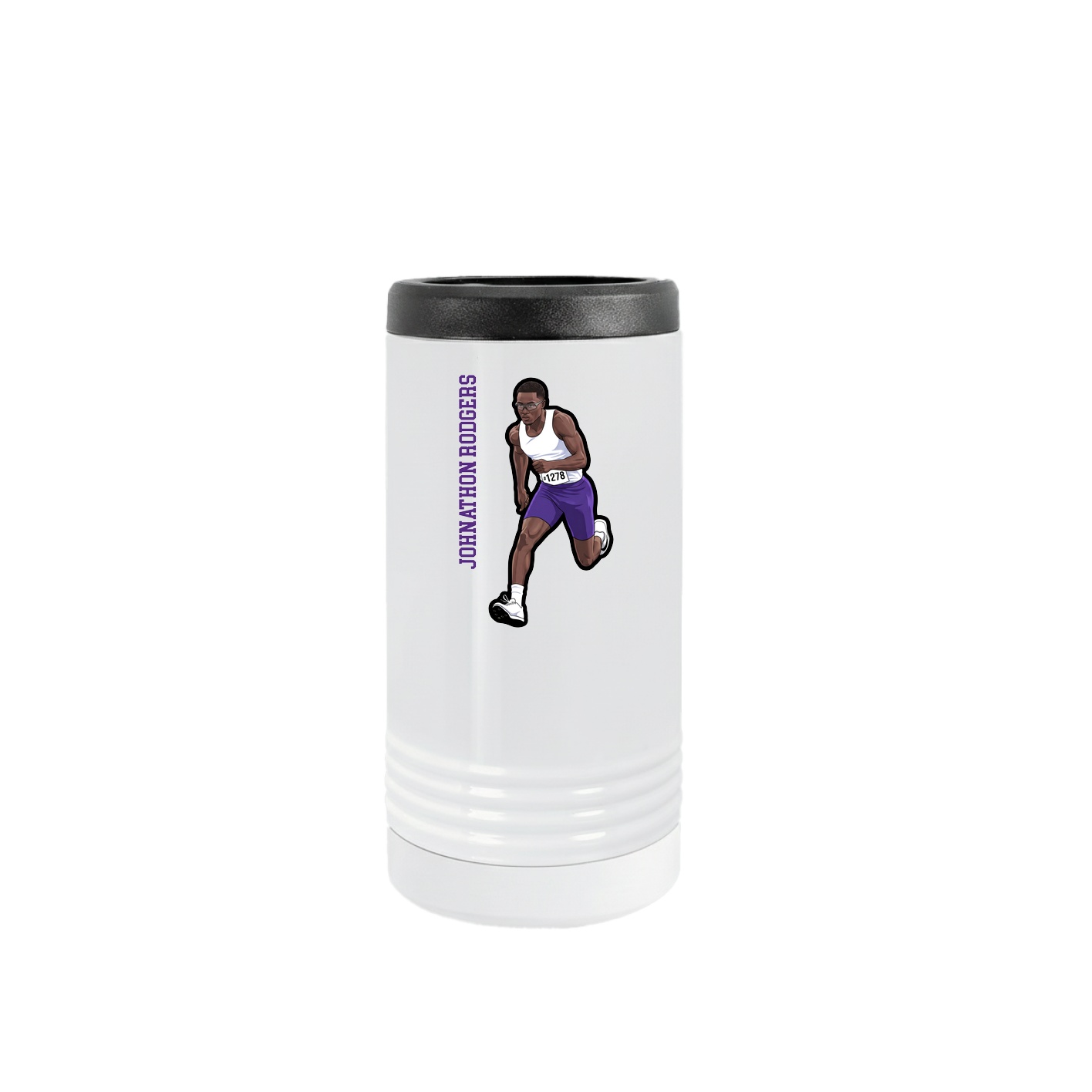 Slim Beverage Holder — Name Vertical in White