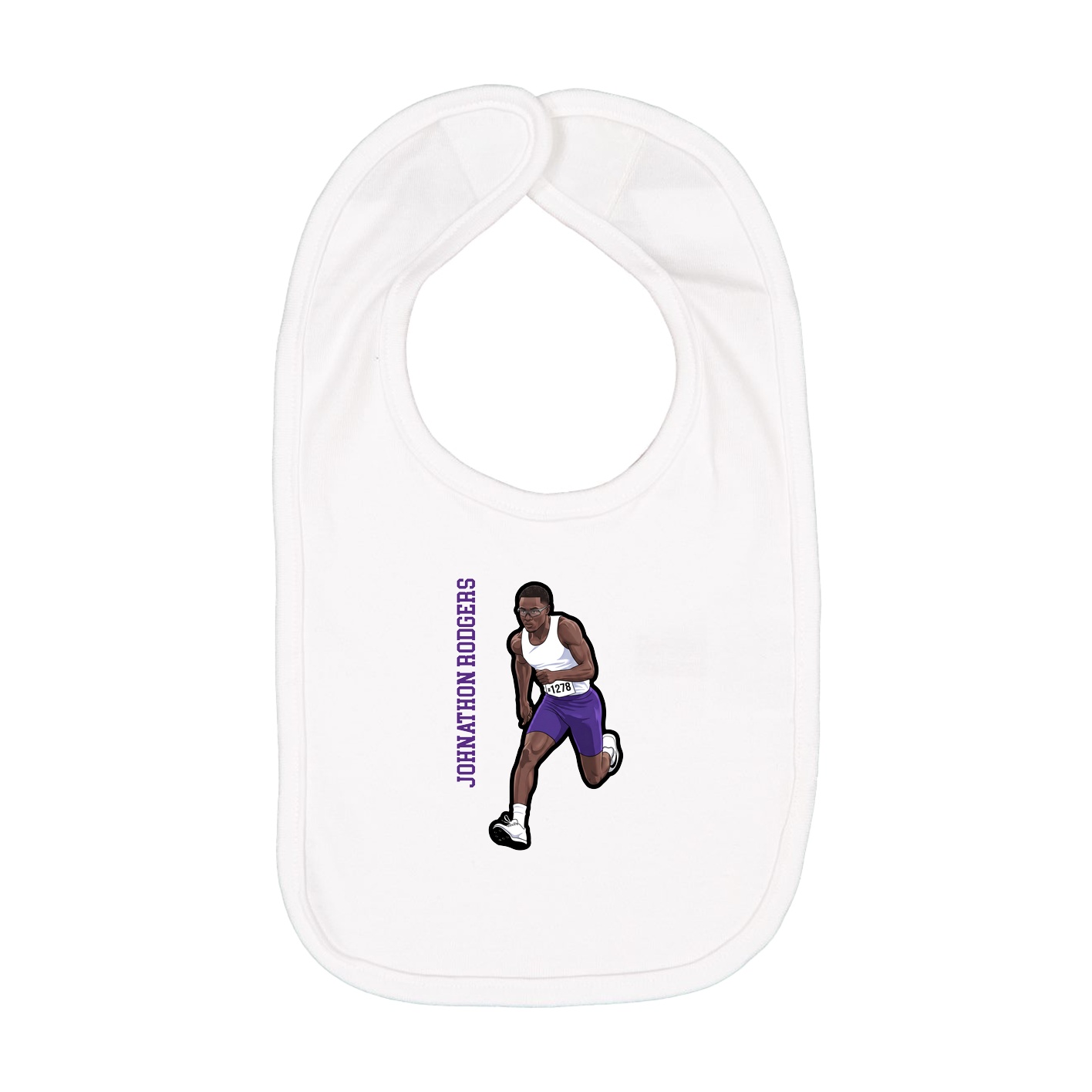 Infant Bib — Name Vertical in White