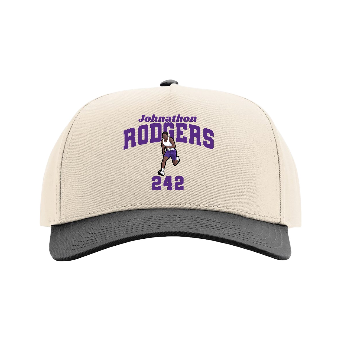 Full Fabric Five-Panel Champ Cap — Signature Arch in Cream/Black